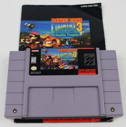 Donkey Kong Country 3 Dixie Kong's Double Trouble SNES Nintendo W/ Manual Tested