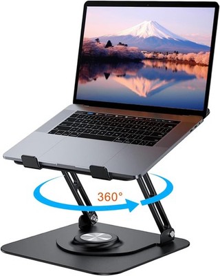 Laptop Stand with 360° Rotating Base, Height-Adjustable Laptop Stand, Ergonomic