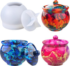 Jar Resin Molds Silicone, Large Jars Silicone Molds with Lid for Epoxy Resin Cas