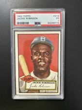 WOW!! 1952 Topps #312 JACKIE ROBINSON PSA 1 Incredible front NO creases BOLD!!!