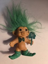 Vintage Russ 3" Saint Patricks ELF "Proud to be Irish" Troll Doll w/ Green Hair