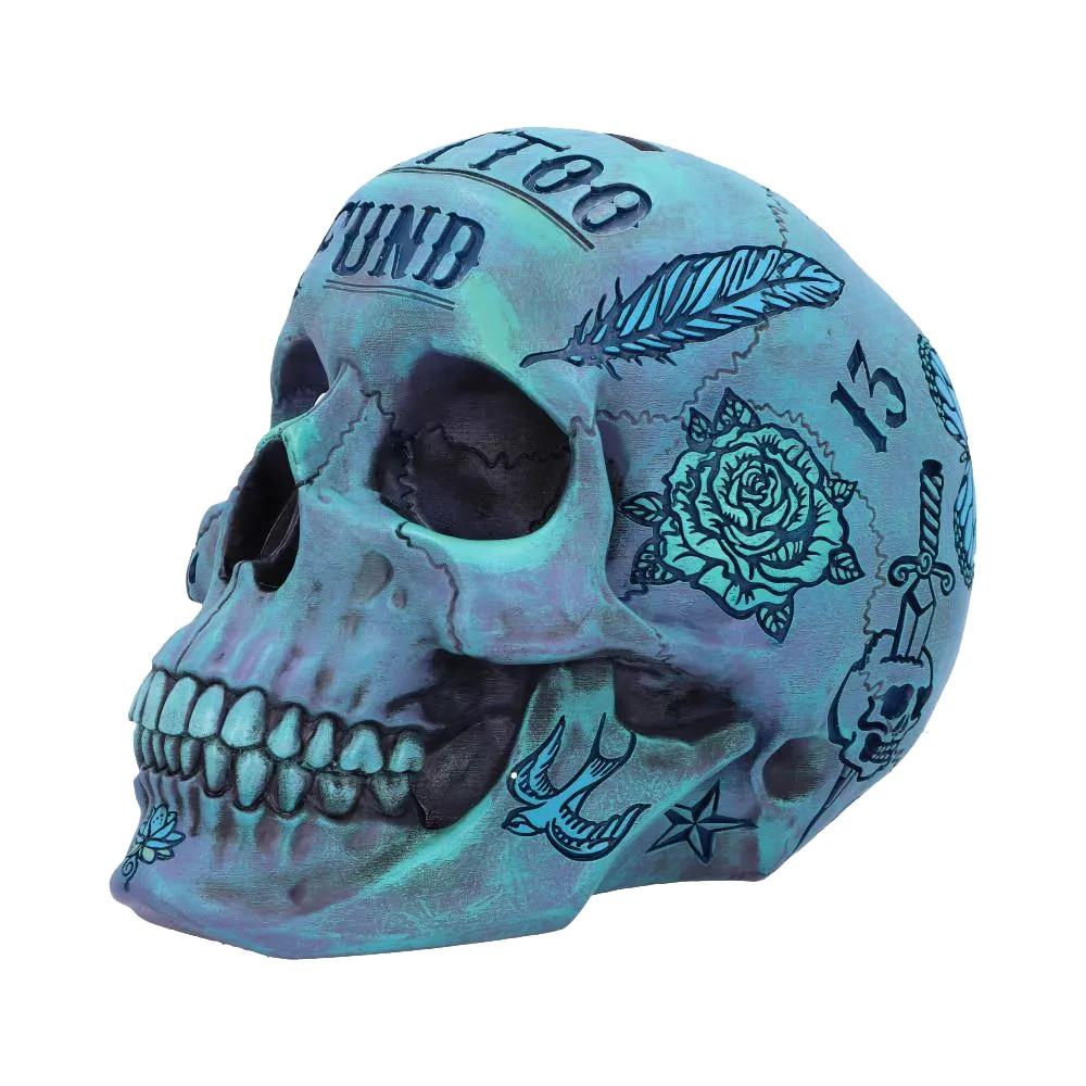 Crâne gothique Nemesis Now Skull tatoué, idée cadeau originale pour fan de culture rock