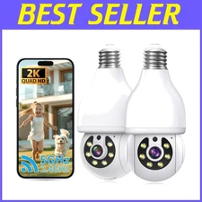 Wireless Outdoor Indoor 360°Bulb Cameras, Color Night Vision