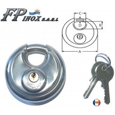 Cadenas Rond Disque 70mm en inox + 2 clés