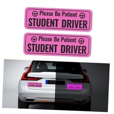 2PCS Student Driver Magnet for Car,Highly Reflective Student Driver Pink