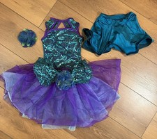 Weissman Girls Purple/Teal Sequined Bodysuit, Tutu and Skirt Set Size IC