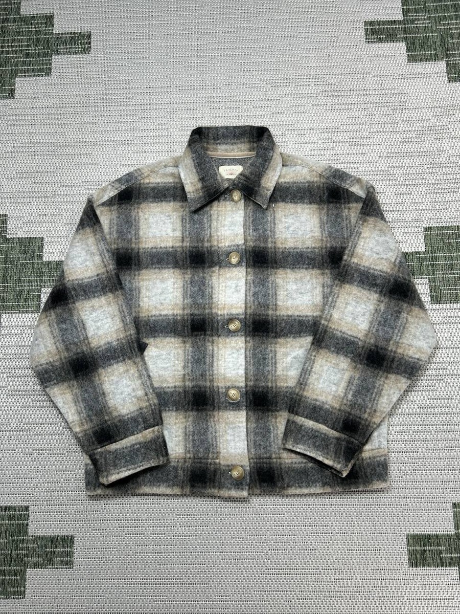 Faherty Shirt Jacket Womens Xs Gray Brown Button Up | eBay