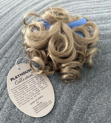 VTG Playhouse Collection Wig (for Dolls) EMILY Size 10-11 Blonde Curly With Bow