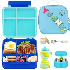 Bento Lunch Box with 10oz Soup Thermo for Kids Insulated Lunch Bag & Foldable...