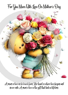 PICKTURE-THIS GREETING CARDS NEW For You Mum With Love On Mother's Day A5 Size Mother's Day Card With Love