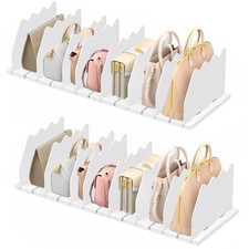 Purse Storage Organizer for Closet, White Closet Bag Storage Dividers Rack Sh...