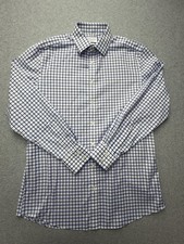Charles Tyrwhitt Dress Shirt Mens 16.5 34/35 Blue Check Non Iron Slim Fit