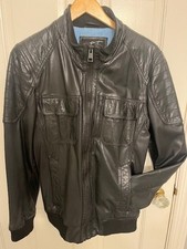 Black Rivet Men s Black Genuine Leather Motorcycle/Biker Jacket - Size S