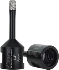 SHDIATOOL Diamond Core Drill Bits 2PCS 1/4 Inch for Porcelain Ceramic Tile Marbl