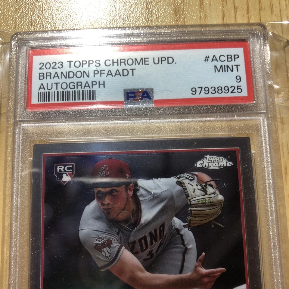 2023 Topps Chrome Brandon Pfaadt Psa 9 Mt RC Auto Gold Wave Refractor Rookie QG - Image 2 of 4