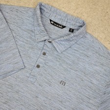 Travis Mathew Polo Shirt Mens 2XL Blue Heather Short Sleeve Preppy Golf Stretch