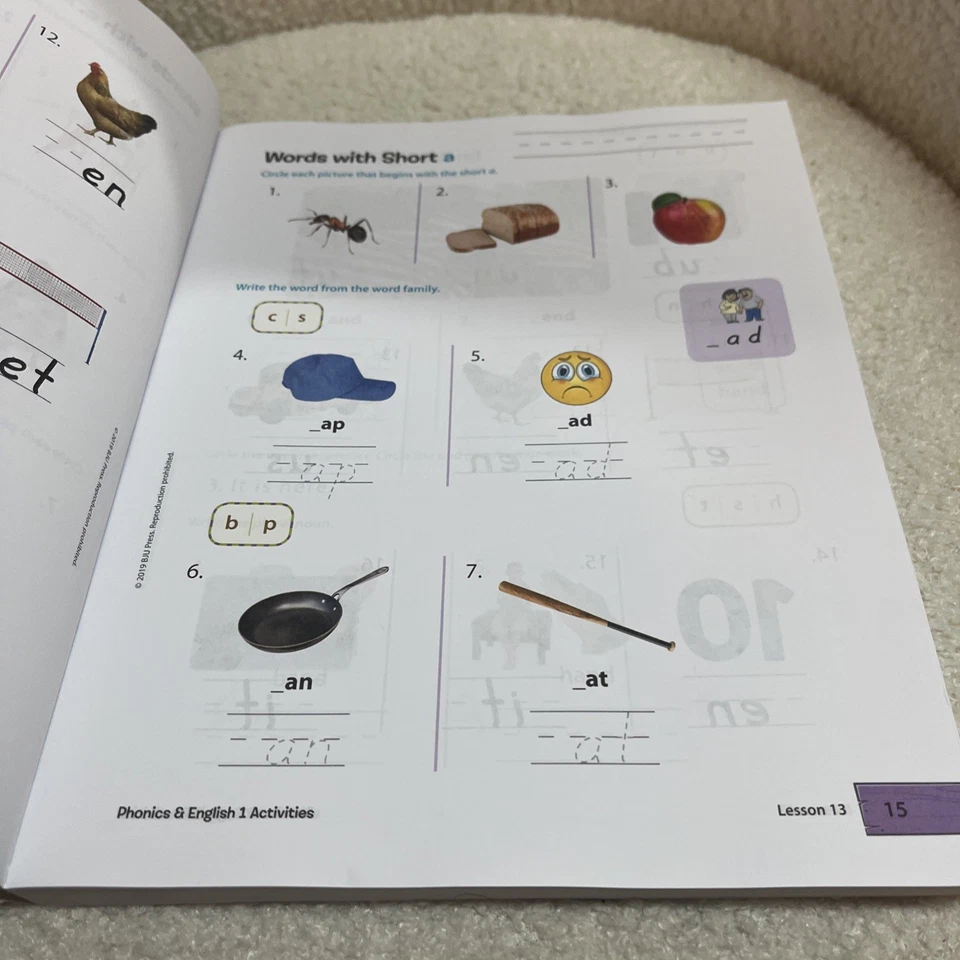 BJU Bob Jones Phonics and English 1 Activities 1st grade 4th Edition - Image 3 of 4