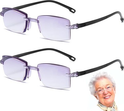 2 Stück Autozoom Lesebrille, Herren Damen, Reading Glasses Nah und Fern für