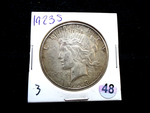 1923-s PEACE $1 Dollar Coin #3 90% Silver San Francisco Mint Looks VF+ Condition
