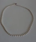 vtg real pearls 20" Long necklace tiny amethyst beads spacers, button close # 45