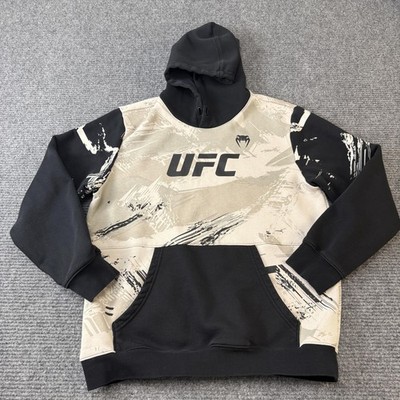 UFC Venum Hoodie Mens XL Beige Black Pullover Sweatshirt Mixed Martial Arts MMA