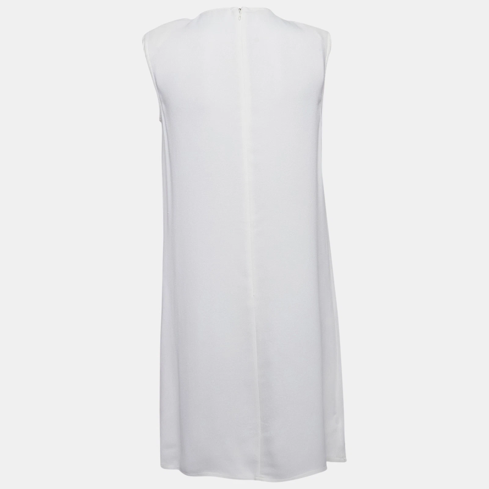 Mini Abito Senza Maniche Elisabetta Franchi Off White Scollo Crepe Impreziosito M