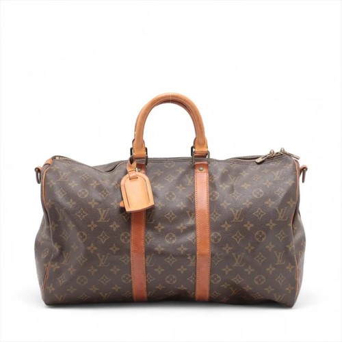 Louis Vuitton Monogram Keepall Bandoulière 45 Brown Leather Canvas Bag