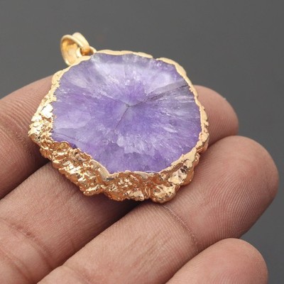 Geode Achat Scheibe Edelstein 925 Sterling Silber Handarbeit Anhänger Schmuck Geschenk für