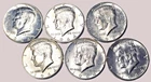 1964 KENNEDY SILVER HALF DOLLARS (90%) - Lot Of 6 (Mostly BU or AU)