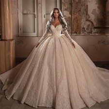 Sweetheart Wedding Dresses Ball Gowns Sparkling Beaded Sweep Train Bridal Dress