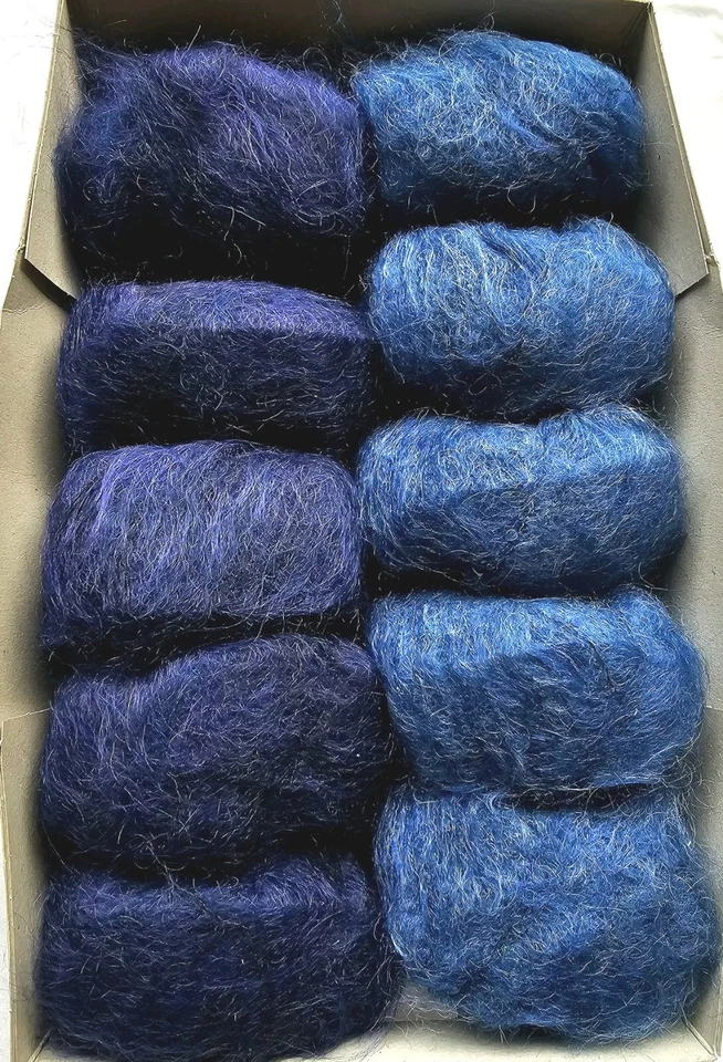  ca. insg. 250g LanaGrossa Mohairlana Sh023/015 Blau mel. Blaulila  Mohair - Bild 2 von 3