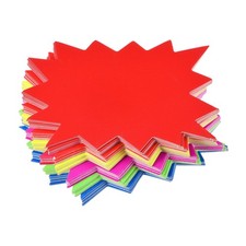 Blank Star Burst Sale Signs Price Tags 160x120mm 5 Colors, Pack of 50