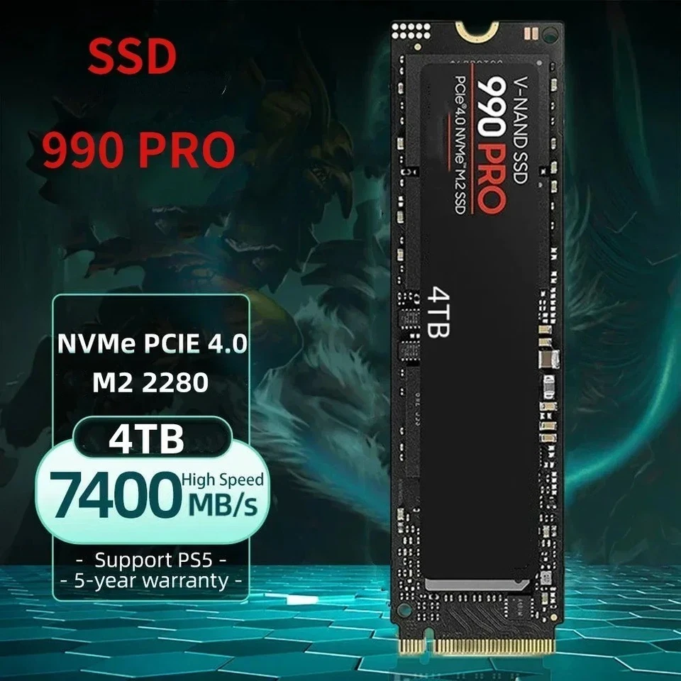 990 Pro 4TB NVMe M.2 PCIe 4.0 SSD - Ultra Fast Read 7450MB/s PS5 PC - Image 3 of 4