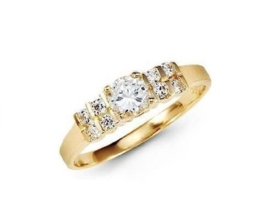 14K Solid Yellow Gold ct Cut Simulated Diamond Solitaire