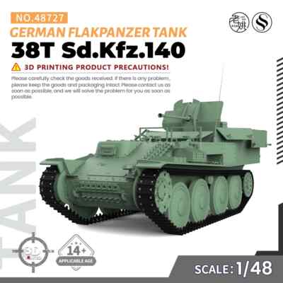 SSMODEL 48727 1/48 25mm Military Model Kit German 38T Sd.Kfz.140 Flakpanzer Tank