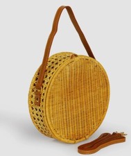 Serpui L33404 Marie Destiny Wicker Circle Cross Body Bag Size 8x8x2.5 In 