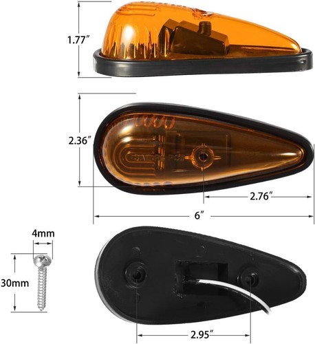 5x Amber Teardrop Cab Marker Lights - Superior LED Visibility for Trucks & RVs - Foto 4 di 9