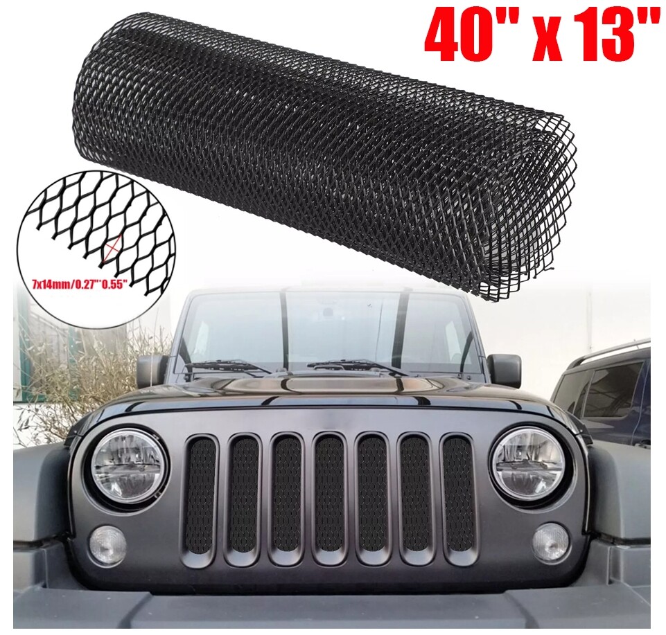 40x13 Car Grill Mesh 7x14mm Grid Hole Black Grille Mesh Sheet Auto Grille Insert