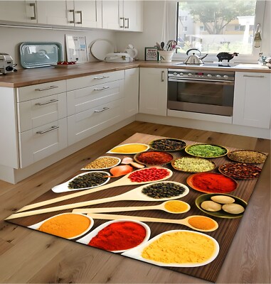 Vivid Color Printed Kitchen Rug, Machine Washable Non-Slip Kitchen Rug, Gift Rug