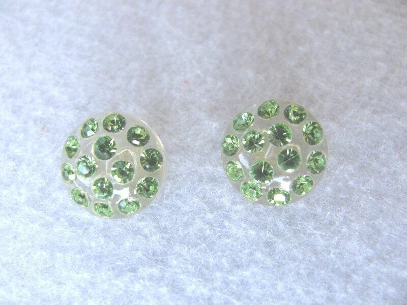 Vintage Six Sparkling Lime Green Rhinestone Buttons Set in Acrylic-Sooo Pretty - Image 4 of 4