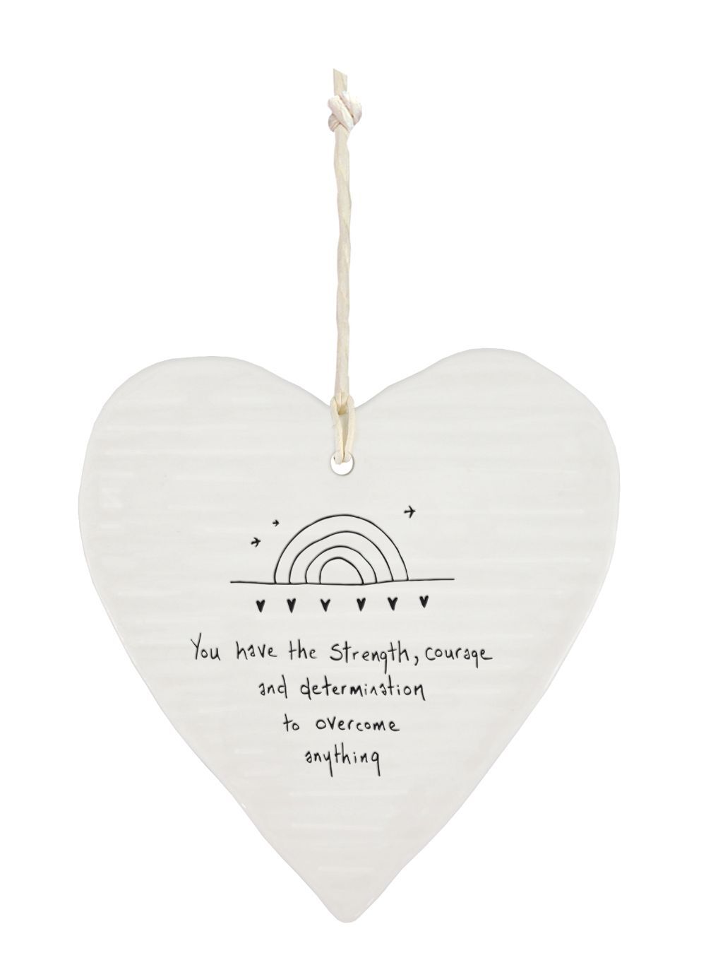 East Of India Overcome Anything Wobbly Heart Shaped Ceramic Hanging Plaque - Image 3