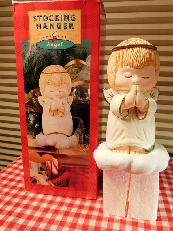 Vintage Hallmark Praying Angel Stocking Hanger with Box 1980