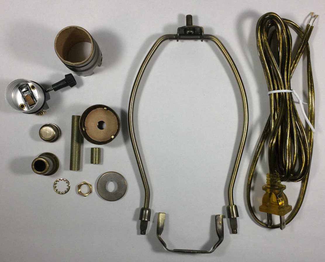 Table Lamp Wiring Kit W/ 10" Antique Finish Harp,3 Way Socket,Antique