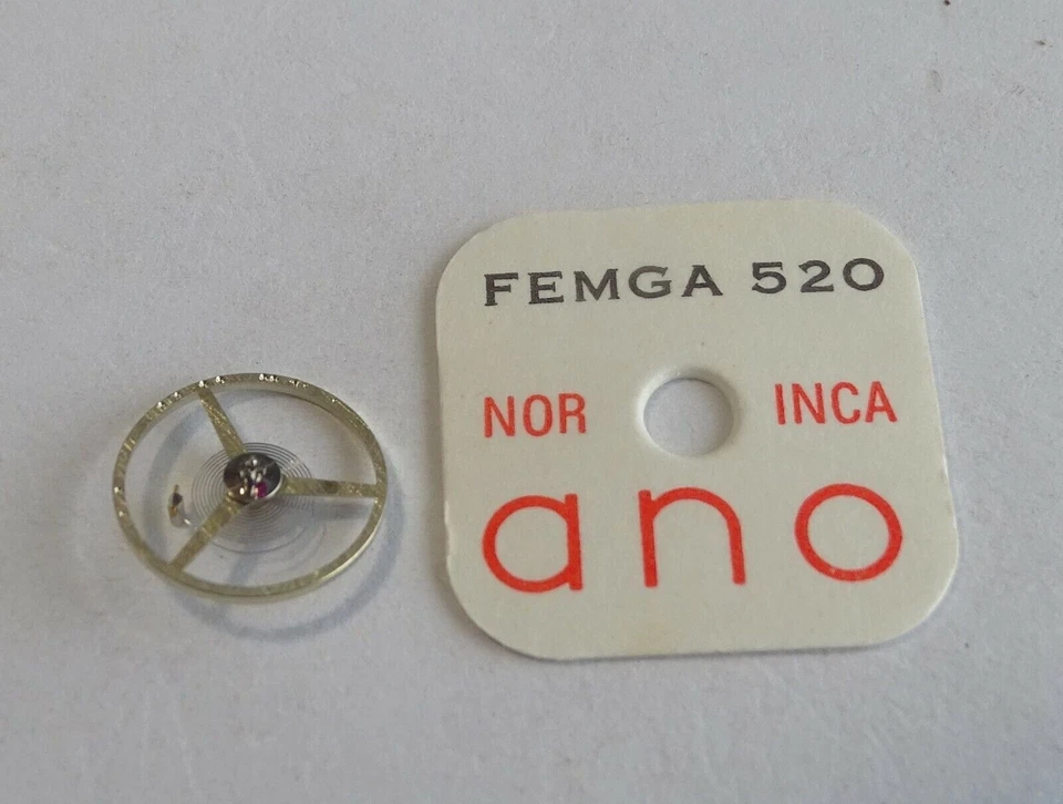 ANO HORLOGER PIECE MONTRE FEMGA 520 BALANCIER COMPLET NORM. ET INCA.