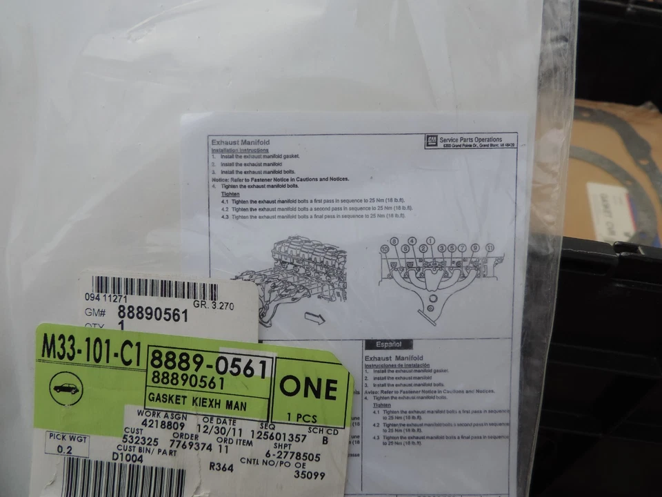 GM 88890561 Exhaust Manifold Gasket Kit - Image 3 of 4