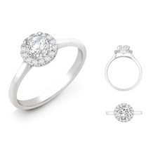 Lab Grown Diamond Ring 0,25ctw 18ct White Gold Natural Diamond Halo 0,08ctw