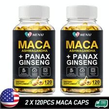 Organic Maca Root Peruvian Maca Extract Capsules for Men  Women 2x120 Softgels