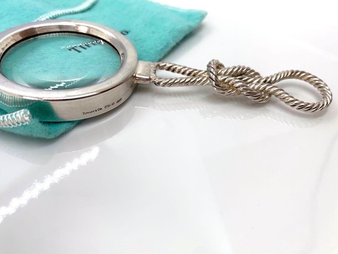 TIFFANY Silver 925 Loupe Magnifying Glass Twist Rope Vintage 4.72