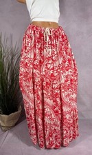 BOHO sommer Alinie MAXI ROCK Bodenlang Italy WEIß ROT 38 40 42