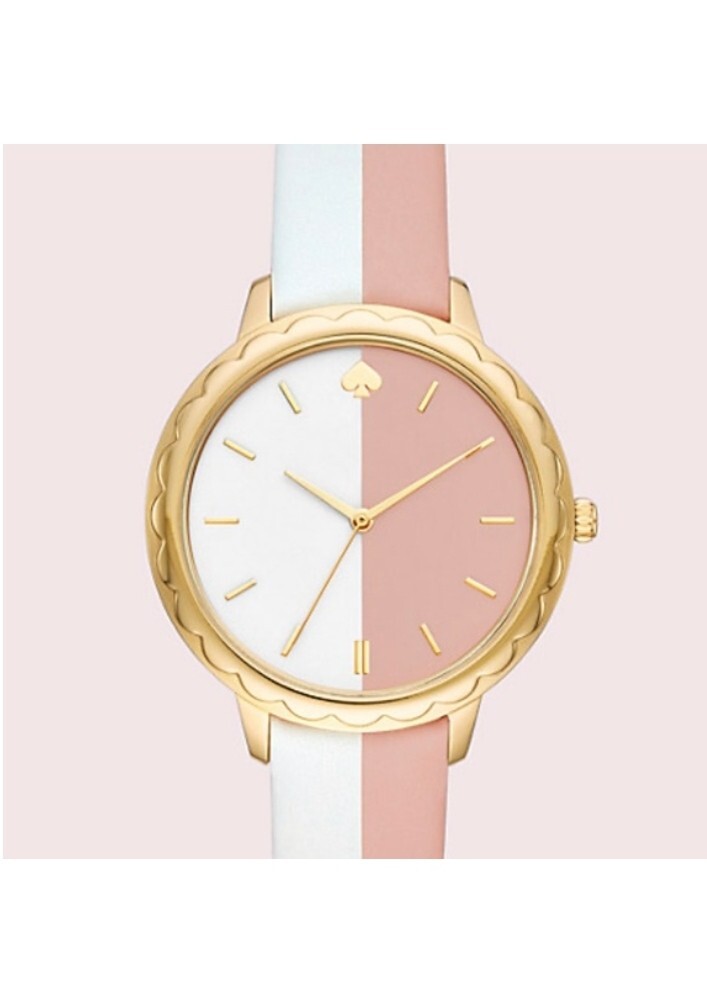 KATE SPADE Morningside Scallop Bi-Color Pink/White Leather  display picture 3